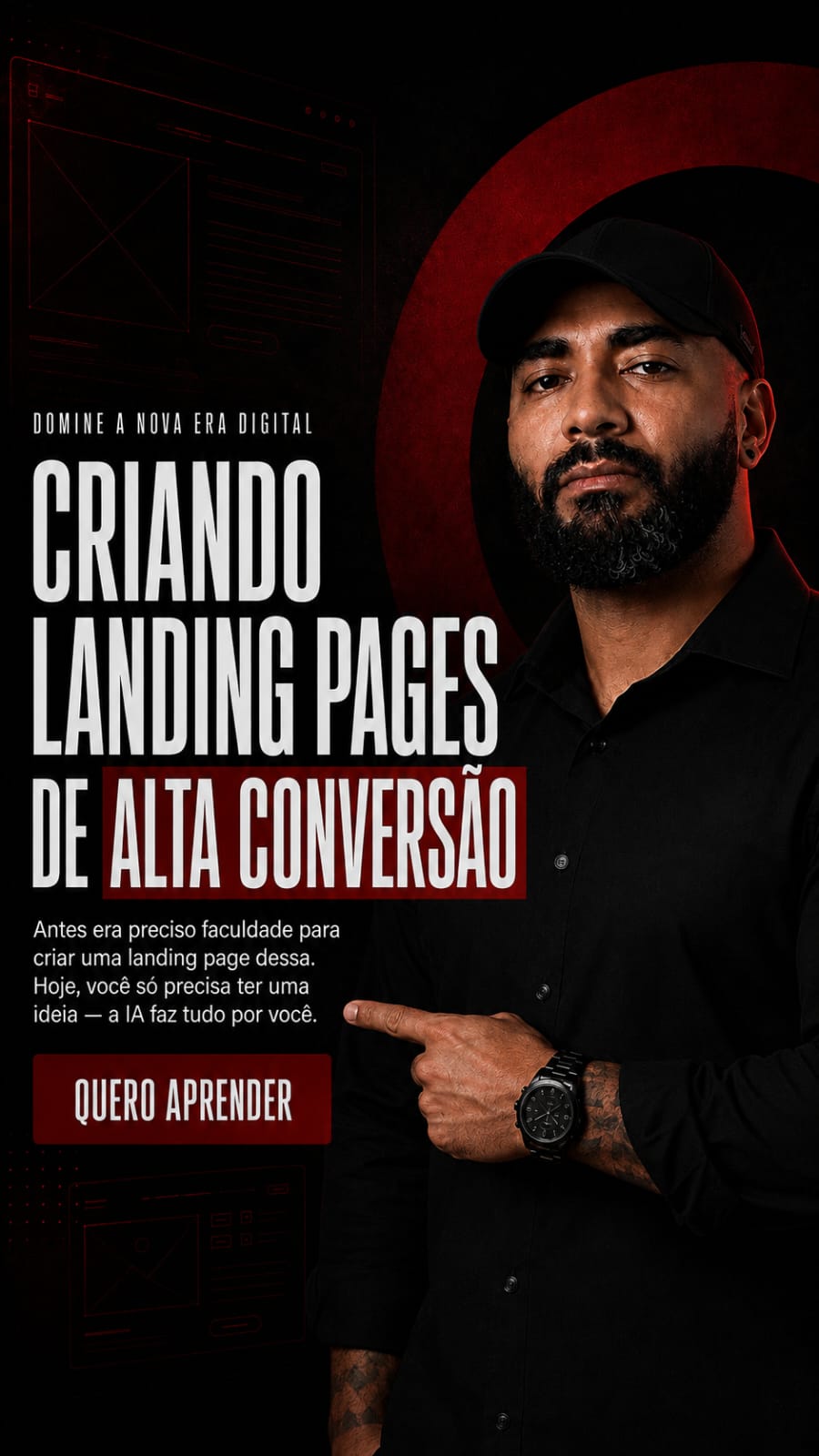 Apresentador apontando para a chamada Quero aprender